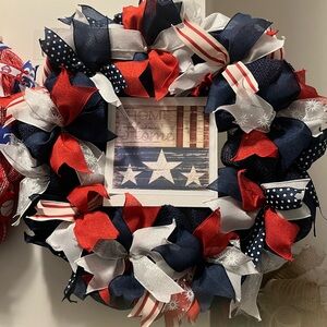 Patriotic Red, White & Blue Holiday Wreath